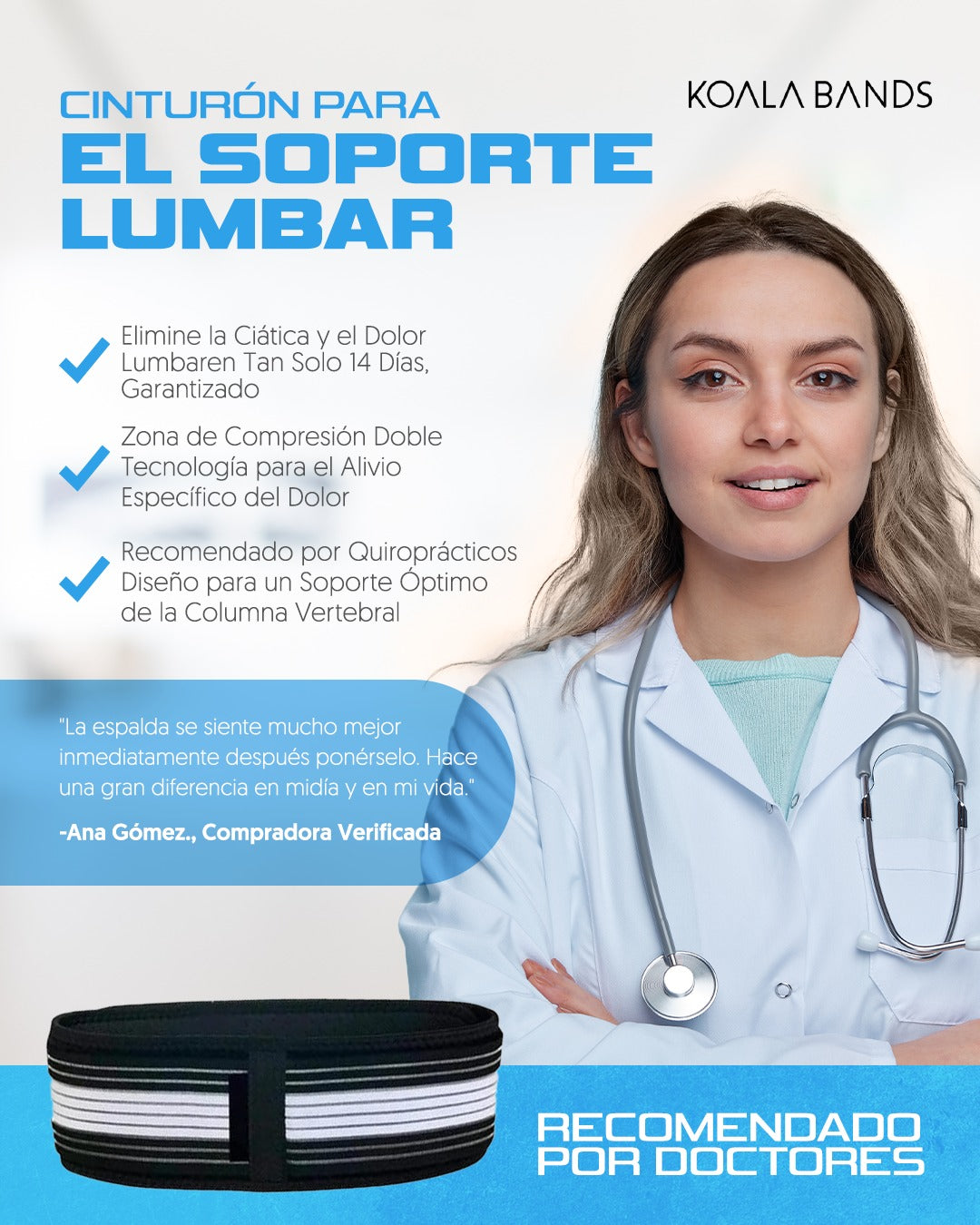 Koala Bands | Cinturón para el soporte lumbar + BONO Masajeador de electropulso